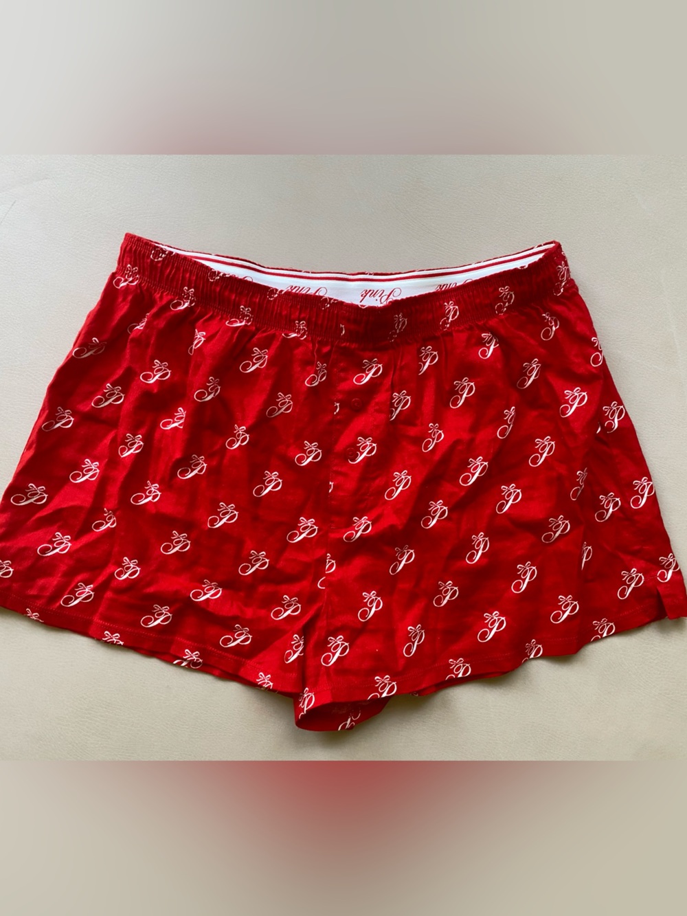 PINK Victoria's Secret Red Logo-Print Boxer Shorts